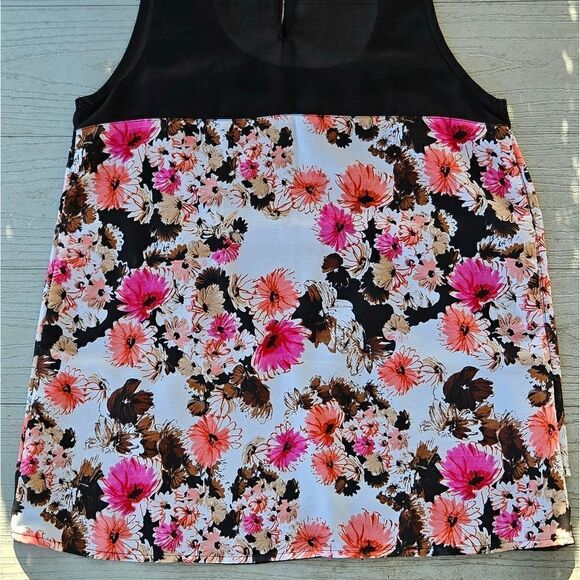 Japna women's floral sleeveless blouse Gently Preloved sheer liner button close - Picture 9 of 13